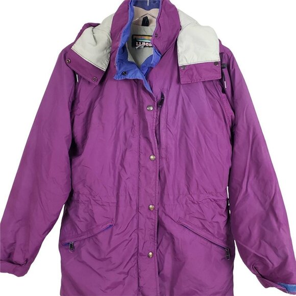 LL Bean Penobscot Parka Thinsulate Vintage Purple Winter Removable Hood Womens L - Picture 2 of 12